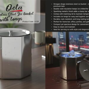 Octa SS Ice bucket with tongs