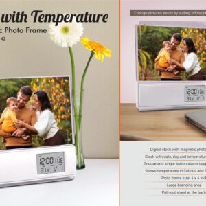 A142 – Clock with Temperature and Magnetic photo frame | 4 x 6 size