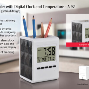 A92 – Tumbler with Digital Clock and Temperature | Unique Pyramid Design