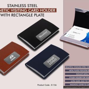 B156 – Stainless Steel Magnetic Visiting Card holder with Rectangle Plate