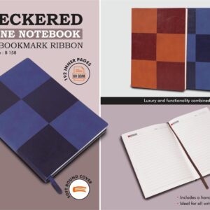 B158 – Checkered 2 tone Notebook with bookmark ribbon