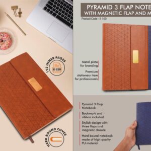 B160 – Pyramid 3 fold notebook with Magnetic flap and metal plate