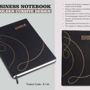 B164 – A5 Business notebook with Golden cursive design