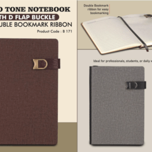 B171 – A5 Two Tone Notebook with D Flap buckle and Double Bookmark Ribbon