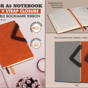 B173 – Victor A5 Notebook with V Strap Closure and Double Bookmark Ribbon