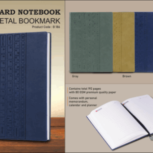 B186 – Keyboard notebook with metal Bookmark | Hard bound cover