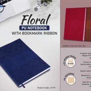 B191 – Floral PU notebook with bookmark ribbon