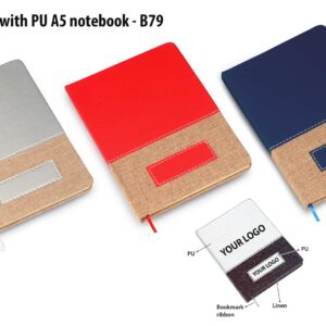 B79 – Brown Linen with PU A5 notebook (Boxed design)