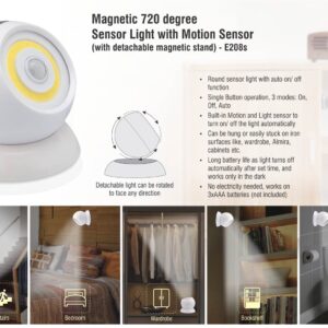 E208s – Magnetic 720 degree Sensor light with motion sensor (with detachable magnetic stand)