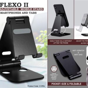 E319a – Flexo II: Folding Metal Mobile Stand for Smartphones and Tabs | Folds completely to take minimal space | 3 fold style with double angle adjustment