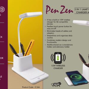 E346 – PenZen: 3 in 1 Lamp with 15W Wireless Charger and Tumbler