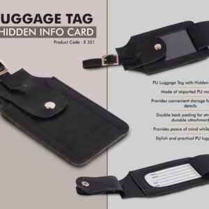 E351 – PU Luggage Tag with Hidden Info Card | Double back pasting