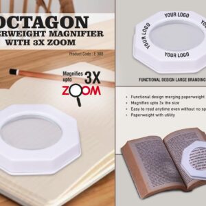 E388 – Octagon Paperweight magnifier with 3X Zoom