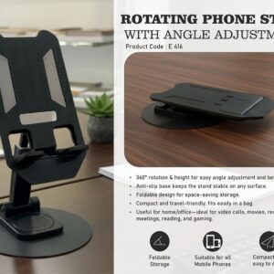 E416 – Rotating phone stand with Angle adjustment | Foldable body | Budget friendly choice