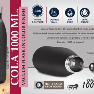H311 – Cola 1000 ml Vacuum flask in Color Finish | 304 steel inside & outside | 18 hours hot/cold