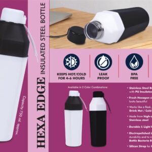 H319 – Hexa Edge: Insulated Steel Bottle | Keeps Hot & Cold for 4-6 Hours | Strap for Carrying easily | Capacity 750 ml approx
