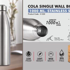 H320 – Cola Single Wall Steel bottle 1L : Natural