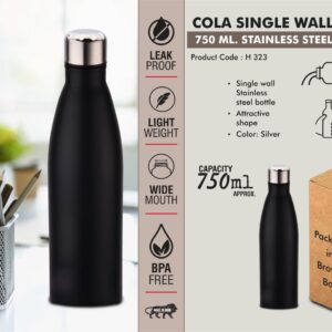 H323 – Cola Single Wall Steel bottle 750ml : Colored