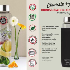 H326 – ClearSip+ 750: Borosilicate Glass Bottle with Protective Sleeve | Steel cap | Capacity 750ml