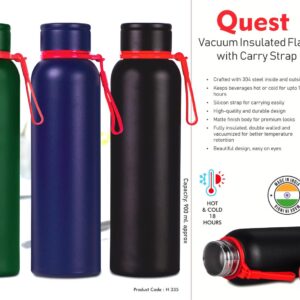 H335 – Quest 900ml Vacuum Insulated Flask with Carry Strap | 304 steel inside & outside | 18 hours hot/cold