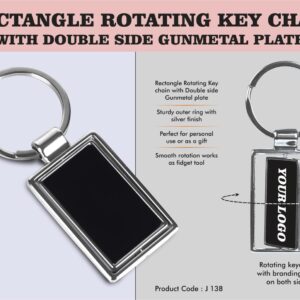 J138 – Rectangle Rotating Key chain with Double side Gunmetal plate