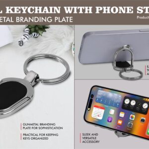 J139 – Oval Keychain with Phone stand | Gunmetal branding plate