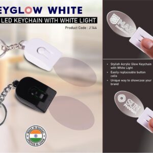 J144 – Keyglow White: Acrylic LED Keychain with White Light – Oval shape