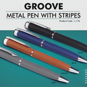 L176 – Groove: Brass pen with stripes