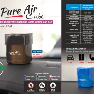 E349 – Pure Air Cube: Gel based room freshener for Home, Office and Car | With open/close mechanism | Net 220 grams approx