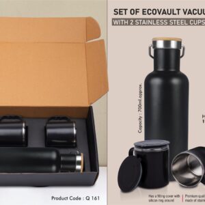 Q161 – Set of EcoVault Vacuum Flask with 2 Stainless steel cups in Gift box
