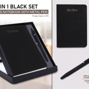 Q192 – 2 in 1 Black Set: Timeless notebook with Metal Pen in Gift Box