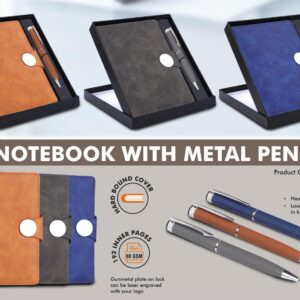 Q193 – 2 in 1 Set: Magnetic Flap notebook with Metal Pen in Gift Box