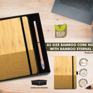 Q195 – Notebook Gift set Eco: Bamboo & Cork A5 Notebook With Eternal Bamboo Pencil