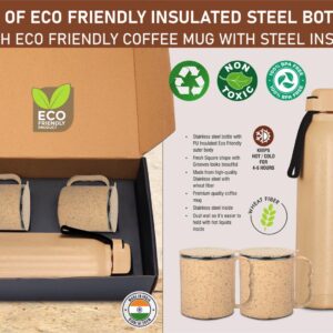 Q197 – 3 pc Eco Gift Set : Insulated Square Eco Steel bottle with 2 Eco Steel cups | Keeps hot for 4-6 hours