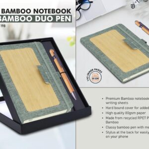 Q198 – A5 Size Bamboo Notebook With Bamboo Duo Pen
