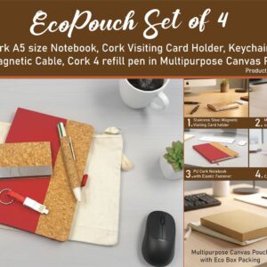 Q225 – EcoPouch Set of 4: Cork Executive Kit in Multipurpose Canvas Pouch- Red edition