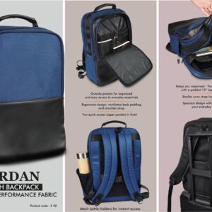 S50 – Jordan: Stylish Backpack bag with high performance fabric | Padded laptop compartment
