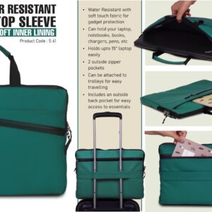S61 – Teal: Water Resistant Laptop Sleeve with Soft inner lining | 3 outside spacious pockets | Soft touch fabric for gadget protection