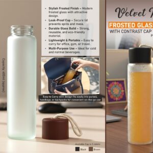 H375 – VelvetMist: Frosted Glass Bottle with Contrast Cap & Rope Loop | Capacity 400ml (approx)