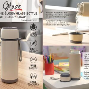 H379 – Glaze: Dual-Tone Glossy Glass Bottle with Carry Strap | Capacity 500ml (approx)