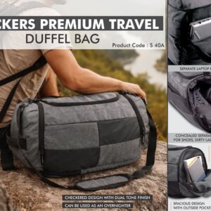 S40a – Checkers Premium Travel Duffel bag | Separate Laptop Compartment | Shoe & Utility Pockets on sides