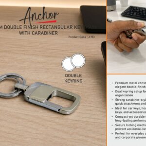 J153 – Anchor: Premium double finish rectangular keychain with carabiner | Double keyring