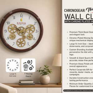 W14 – ChronoGear: Thick Bezel Wall clock with Chrome plated moving gears | Large 14″ clock size | Dial size 275mm | Branding MOQ 100 pc (Copy)