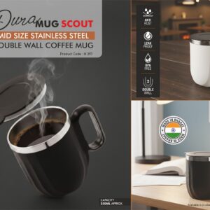 H397 – DuraMug Scout: Mid Size Stainless Steel Double wall Coffee mug | Leak Proof | Capacity 250ml approx