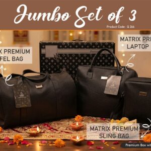 Q266 – Jumbo Set of 3: Matrix Premium Duffel Bag, Matrix Premium Laptop Bag, Matrix Premium Sling Bag in Gift Box